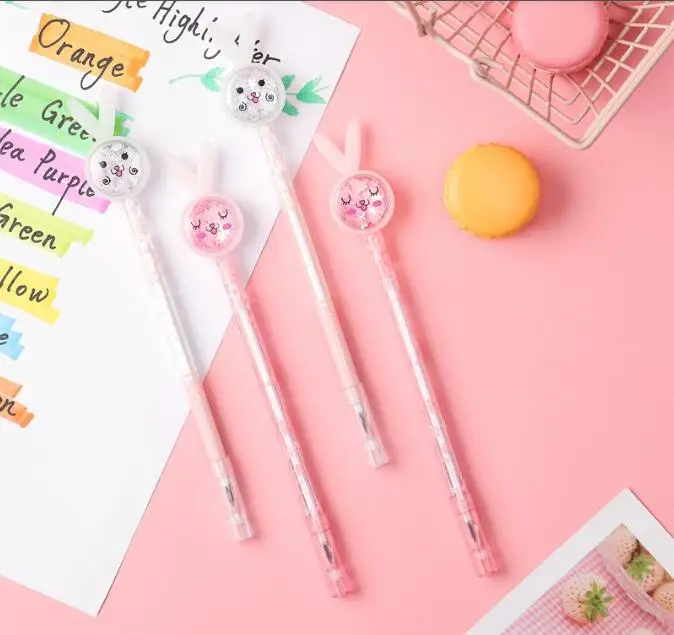 

48 pcs/lot Creative Rabbit Antlers Cat Sequins Gel Pen Kawaii 0.5mm black ink Neutral Pens Office School writing Supplies