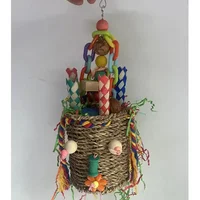 Large parrot toy Halloween shaped gnawing nut colored paper grass woven puzzle bird toy 1