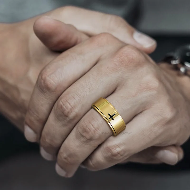 Cross Rings Stainless Steel Cross Rings for Men Easter Gift Christian Baptism Faith Ring Gift Jewelry