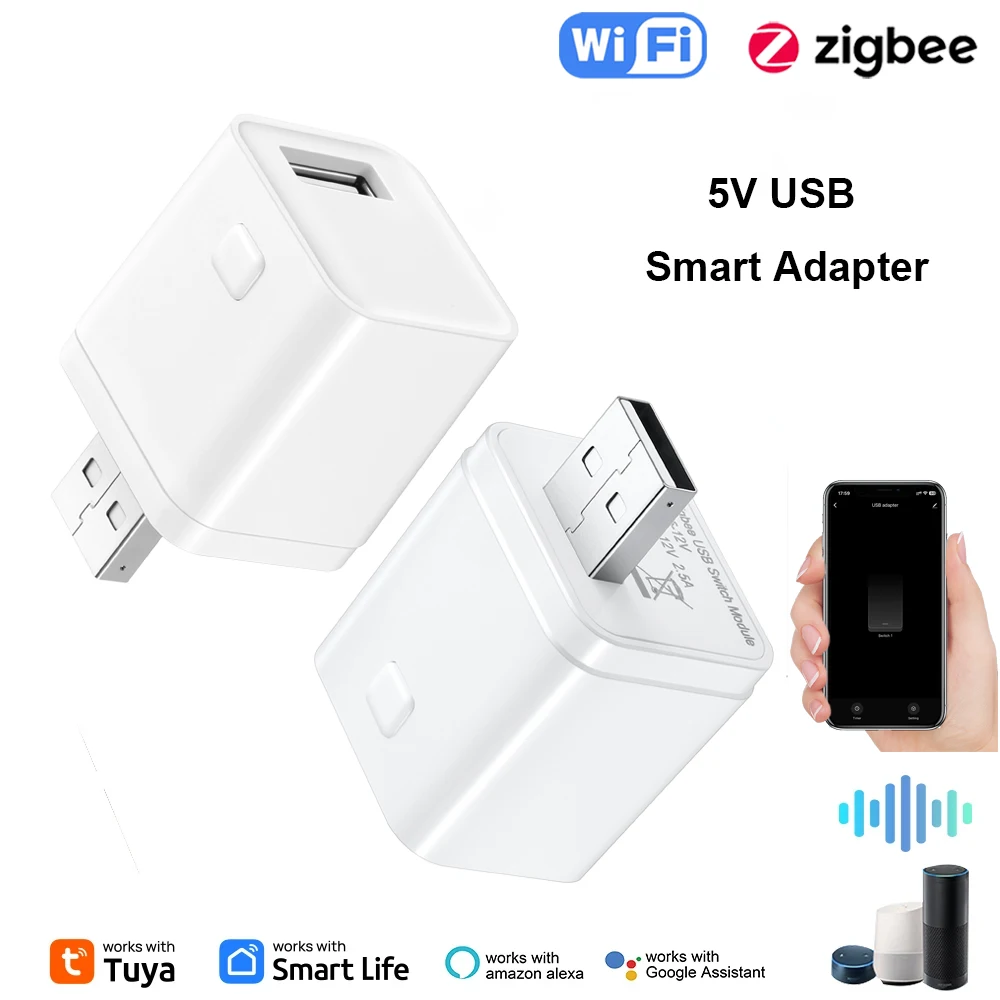 Tuya Smart WiFi/Zigbee Micro 1 2 3 USB Adaptor Switch 5V Mini USB Power Adaptor Smart Life Control Via Alexa Google smart switch smart wifi switch wifi switch wireless switch