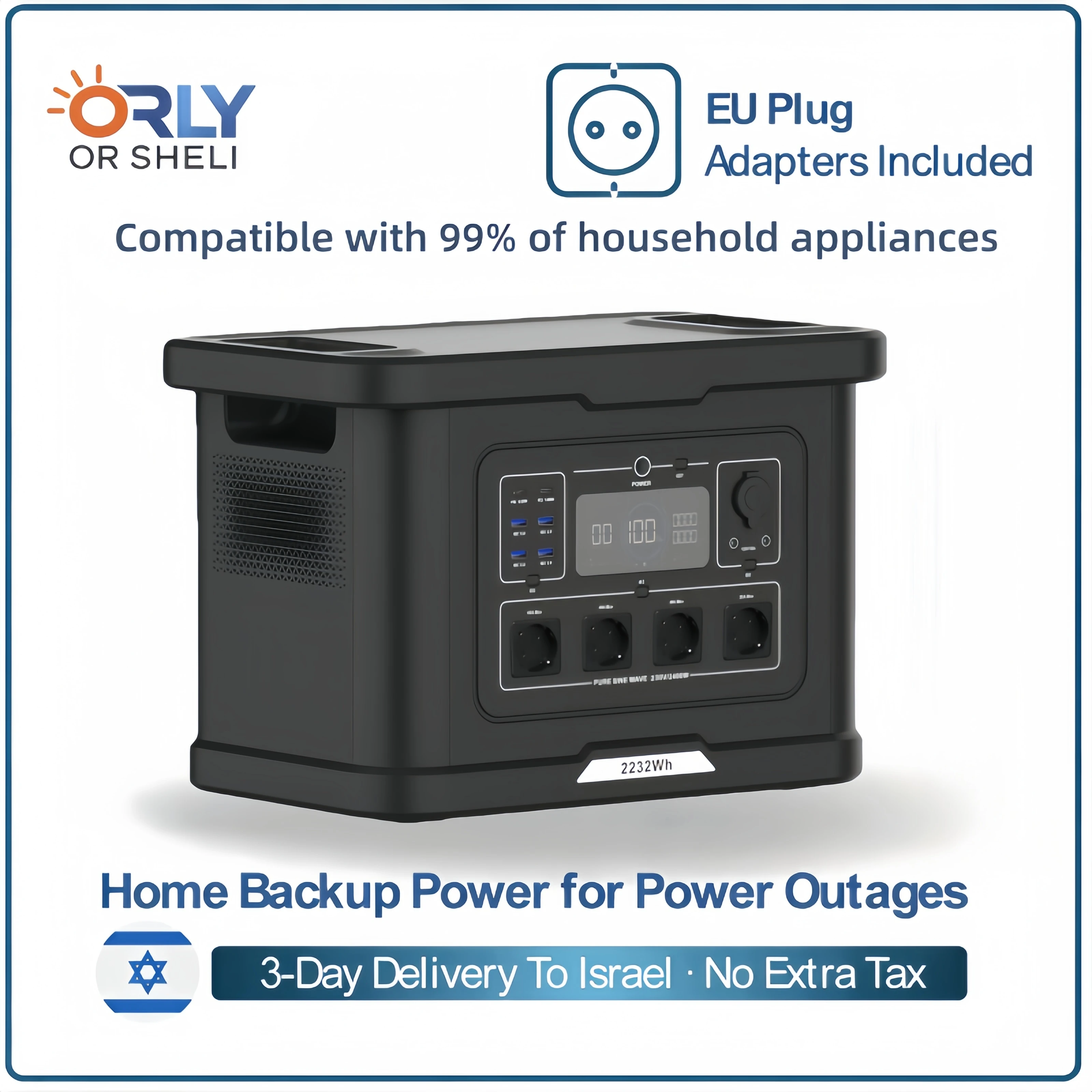 ORLY Notstrom-Akku für Stromausfälle in Israel, inkl. Steuern, 2-Tage-Lieferung, 2400W Tragbare Powerstation - AliExpress 44