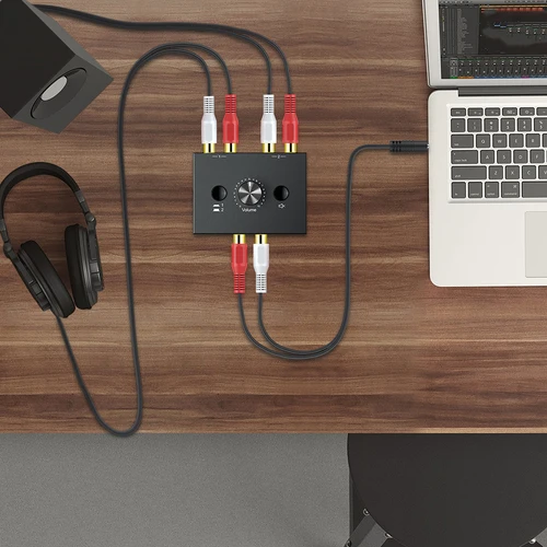 오디오 스위처 분배기, 음소거 버튼이 있는 양방향 오디오 스위처, 2x1/1x2 L / R RCA 스테레오 오디오 스위치 오디오 분배기 4