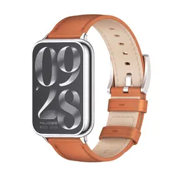 Elegant Leather Strap for Smart Bands - Women's Small Wrist Edition (Brown Silver)