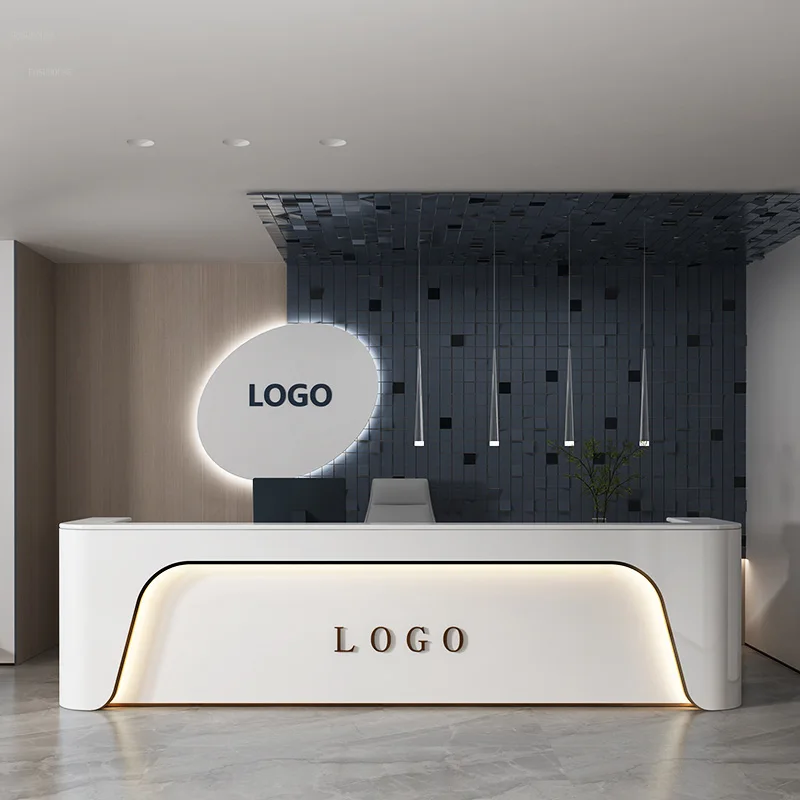 Simple Modern Beauty Salon Reception Desks Club Commercial Bar Cashier Counter Company Hotel Front Desk Curved Reception Desk