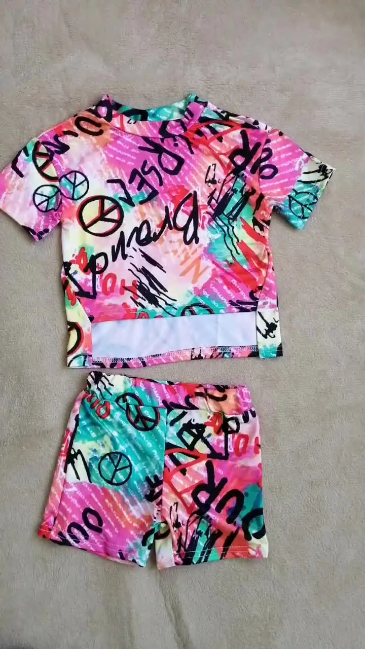 A2Z 4 Kids Girls Crop Top & Shorts Set – Contrast Colors, 100% Polyester, New With Tags 8 thumbnail image