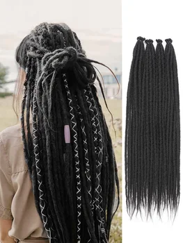 Estensioni clip-in per dreadlocks dritte da 24 pollici | 10 fili | Capelli sintetici sottili e morbidi | Aspetto naturale | Facile da installare
