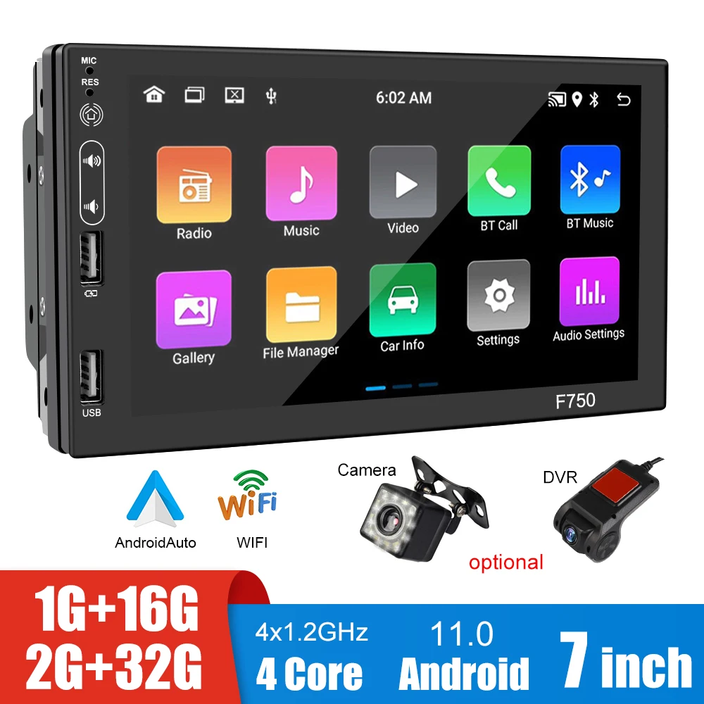 

12V Car DVD MP5 Player Audio Radio 7inch Screen Video GPS Navigation FM Stereo Android Bluetooth WIFI Auto DVR Camera Autoradio