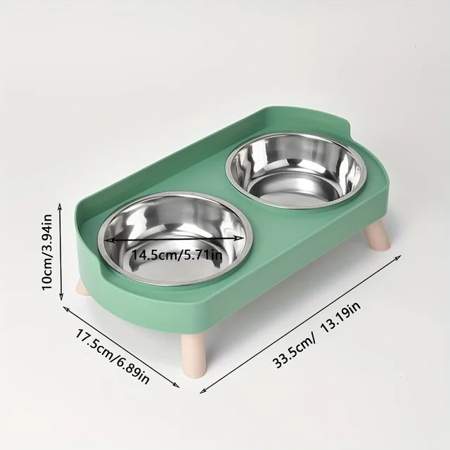 Cat Bowl Stainless Steel Double Bowl Anti Knock Pet Bowl Water and Food Integrated Cat and Dog Bowl Protects Cervical Spine 3