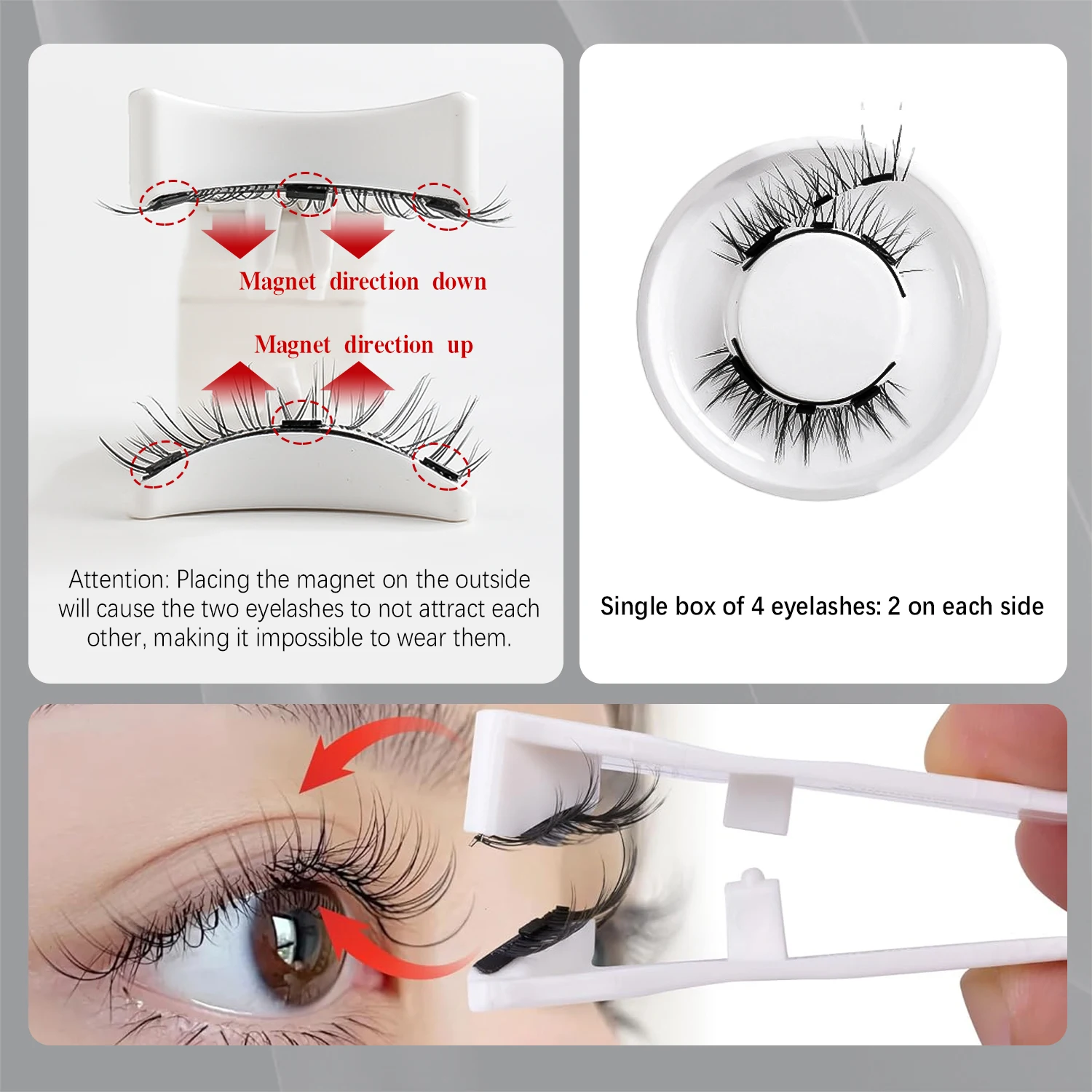 3 Magnets Magnetic Eyelashes Reusable Natural Wispy Magnetic False Eyelashes No Glue Needed Magnet Lashes with Applicator fake eyelashes