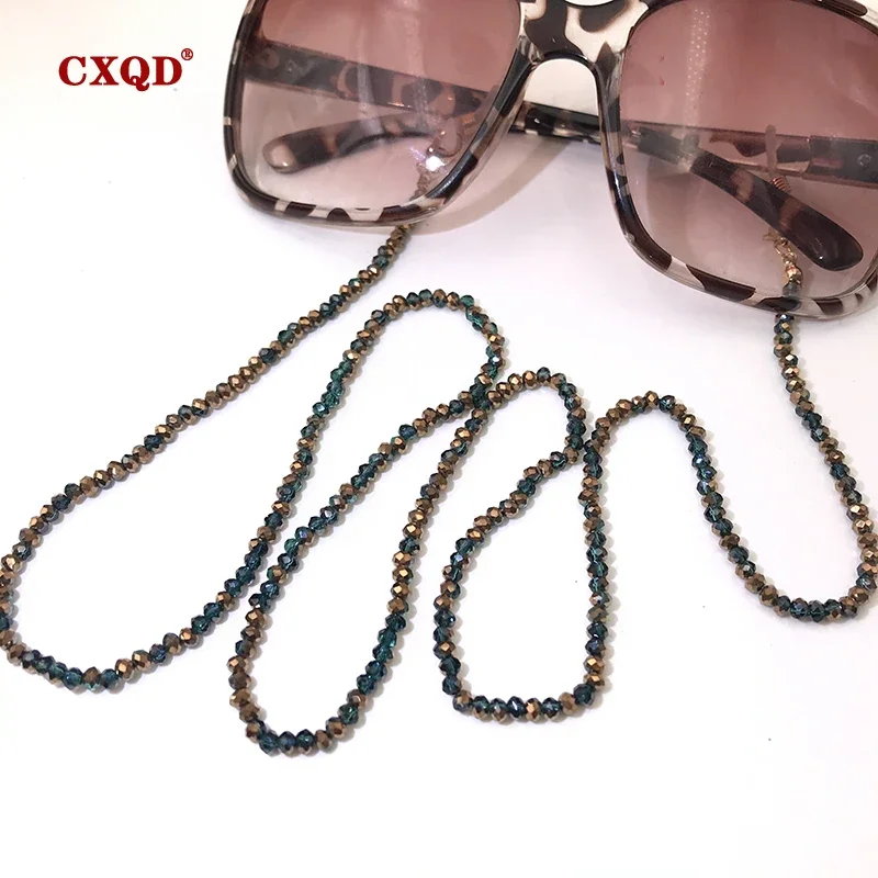 Handmade Fashion 3mm Electroplated Reading Glasses Chain Beaded Lanyard Women's Sunglasses Cords Eyewear Mask Holder Gift reading glasses chain