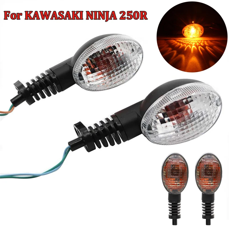 Frecce LED Per Moto KAWASAKI Z250, Z300 E Z750 – Anteriori E Posteriori, Trasparenti, Con 2 Cavi
