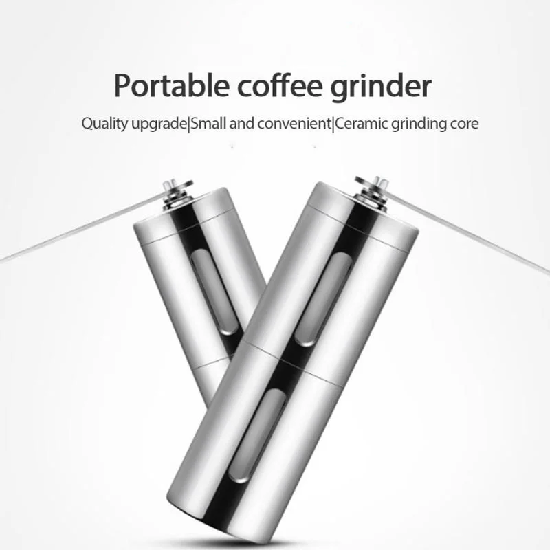 Manual Handhold Coffee Grinder Portable Fineness Adjustable DIY Dual View Window Stainless Steel Hand-Crank Shaking Miller Tool