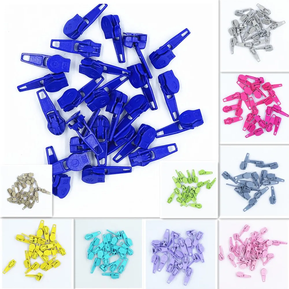 20/50Pcs Nylon Coil Auto Lock Zipper Puller DIY Sewing Tool 3# 20 Colors zipper pullers,zipper accessories