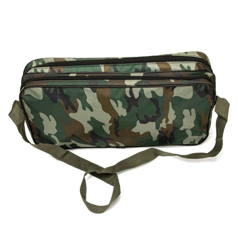 

Multifunctional Outdoor Camouflage Fishing Bag Big Capacity Double Zipper Canvas Fishing Bag Fishing Tackle Bag Camouflage Green