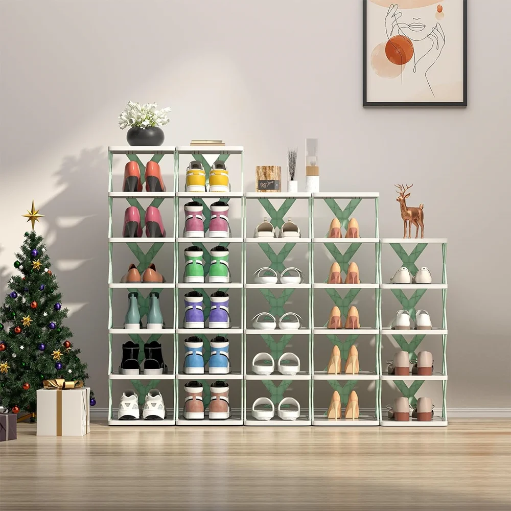 Narrow Shoes Rack 2-9 Tiers Small Vertical Shoes Stand DIY Storage Organizer Rack Easy Assembly Space Saving Shoe Rack