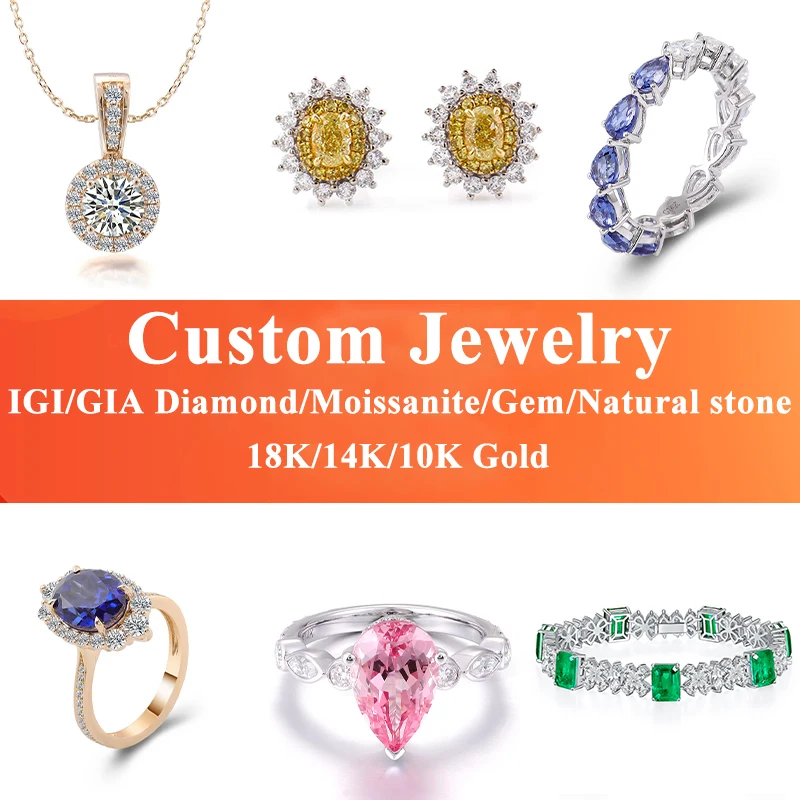 Jewelry IGI/GIA HPHT CVD Lab Diamond 10K/14K/18K Necklace Rings Earrings Moissanite Natrual Gem Stone