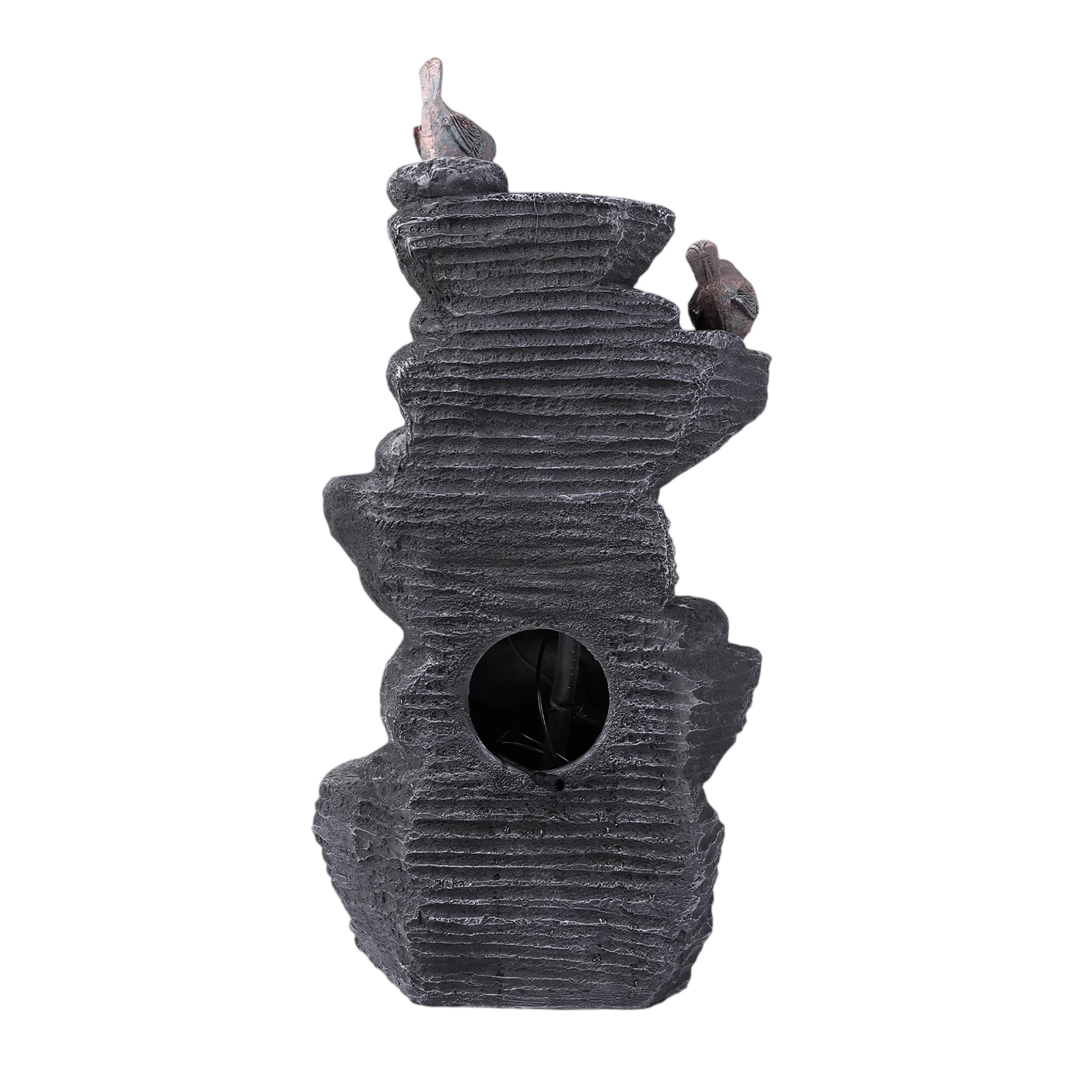 Cascading Rock Water Fountain with LED Lights Resin Stone Imitation Waterfall Tabletop Water Fountain for Home Office