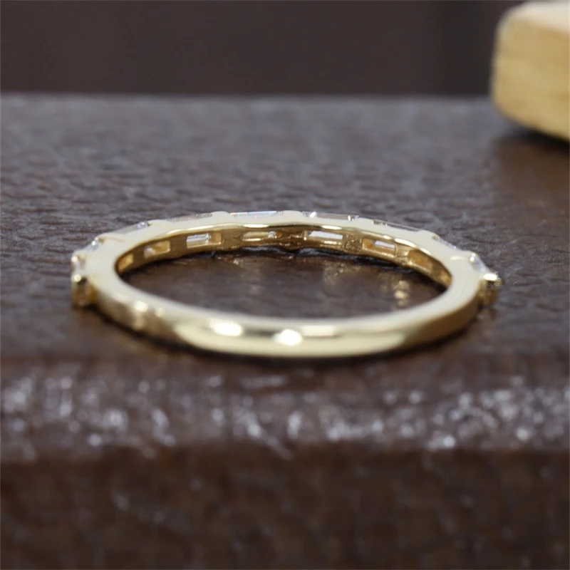 JY Jewelry Lab Diamond Half Eternity Band 18K Yellow Gold 3.0*1.5MM Baguette Matching Ring Gold Ring Wedding Band Ring For Women - Image 5