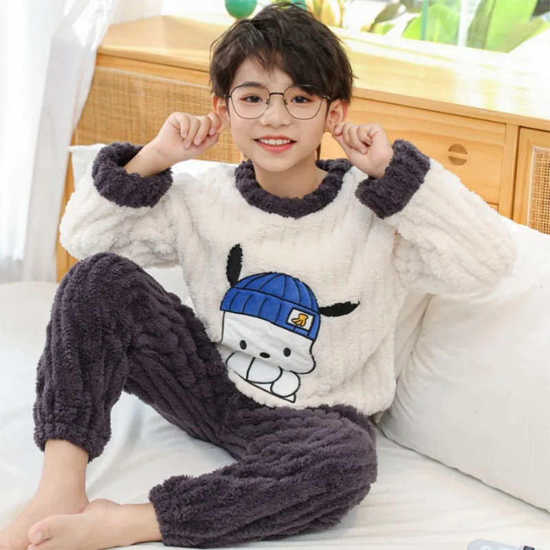 

Child Cartoon Pochacco Boy Winter Plush Homewear Pajamas Set Anime Cinnamoroll My Melody Kawaii Home Clothes Nightgown Girl Gift