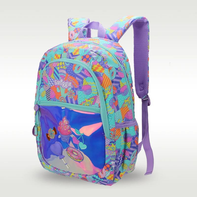 Australia Smiggle Original Children's Schoolbag Girls Dazzling Ice Cream Large Capacity School Learning Supplies 16 Inches