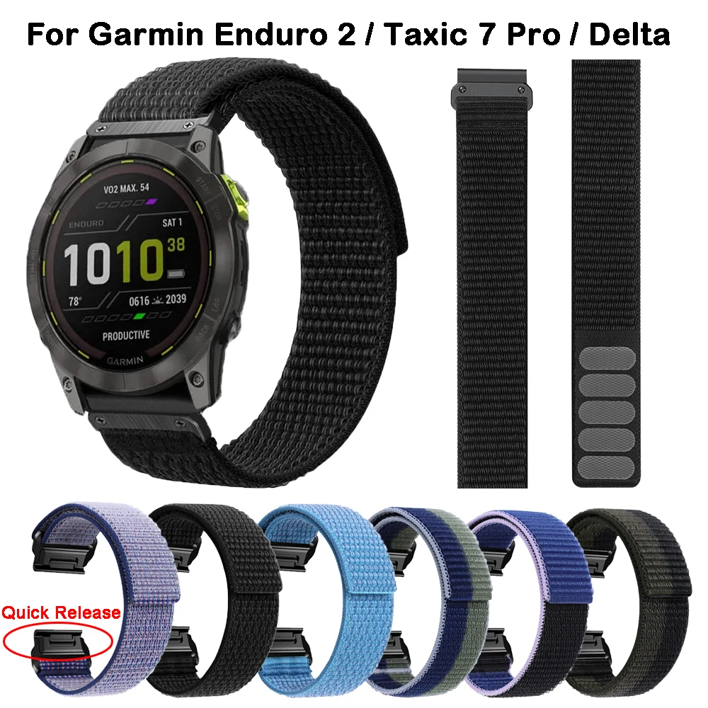 

Ремешок нейлоновый для наручных часов Garmin Enduro 2 / Fenix 7X 6X Pro 5X Plus/Tactical x 7 Pro / Instinct 2X, быстросъемный браслет 26 мм