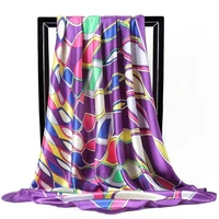 Popular Shawls Europe And America Fashion Bandannas New Print Sunscreen 90X90CM Kerchief Four Seasons Luxury Square Silk Scarves 5