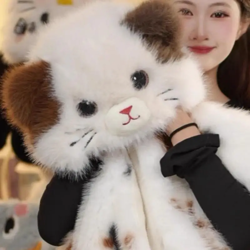 귀여운 소녀들 고양이 모양 인조 퍼 플러피 겨울 코트 두꺼운 플리스 안감 따뜻하고 편안한 패션 신상 아우터웨어 어린이용