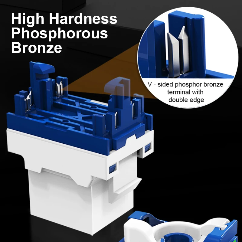 RJ45 키스톤 잭, CAT6 CAT5E CAT6A 도구 프리 자동 잠금 모듈 어댑터, 펀치 다운 도구 커플러 없음