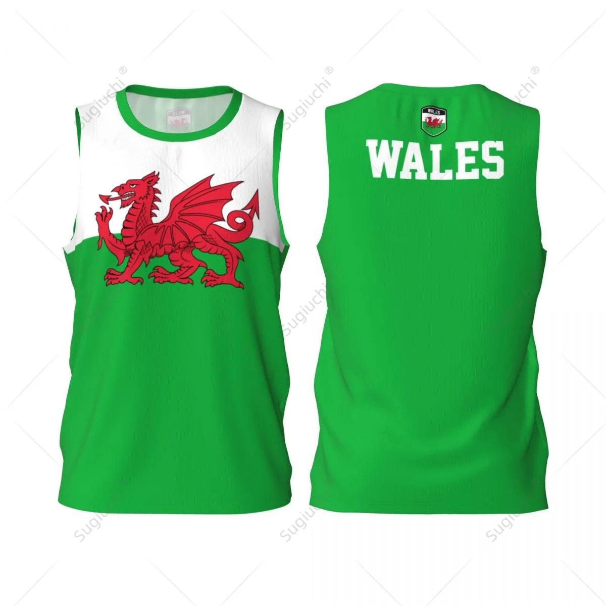 Wales Cymru Flag Men Basketball Sports Running Fitness Multifunction Sleeveless tshirt Exclusive Name Nunber
