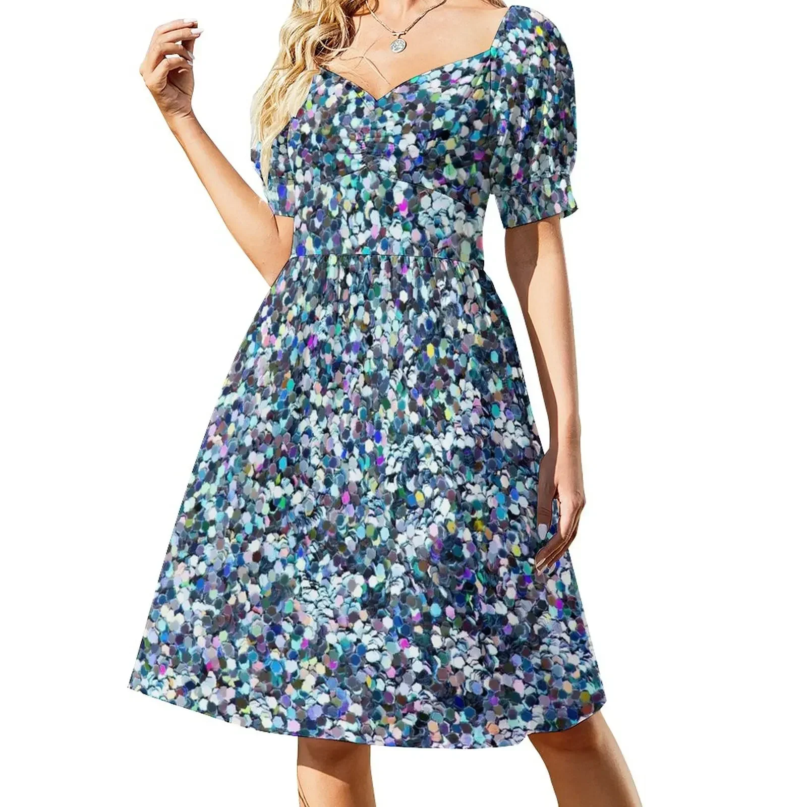 thumbnail image 1 of Vestido de manga corta Blue Stardust Vestido largo de mujer Vestido de noche de mujer, 1 of 7