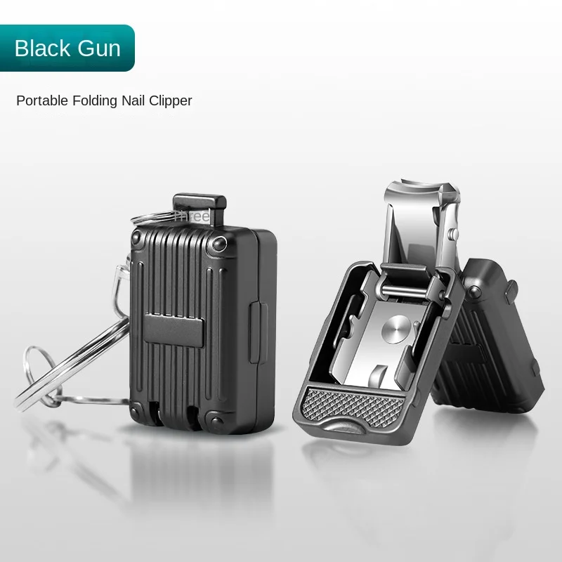 Stainless Steel Fingernail Clipper Metal Foldable Mini Nail Clipper Trim Nails Creative Luggage Compartment Keychain
