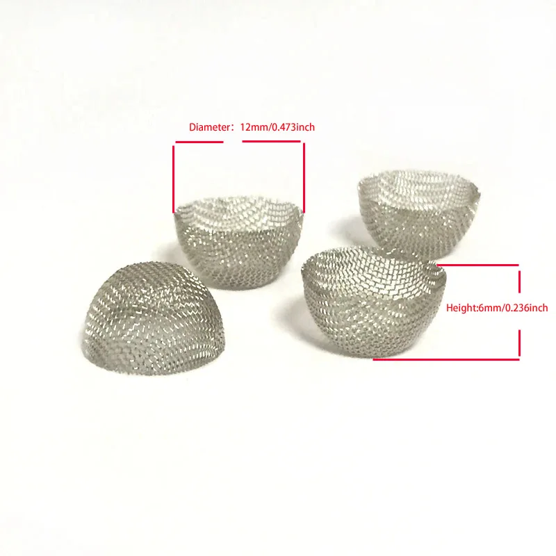 50pcs 60Mesh 12mm Diameter 8mm height 304 Stainless Steel Metal Filter Domed Bowl Silver Screens Smoking Pipe Filter Screen 2