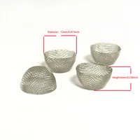 50pcs 60Mesh 12mm Diameter 8mm height 304 Stainless Steel Metal Filter Domed Bowl Silver Screens Smoking Pipe Filter Screen 2