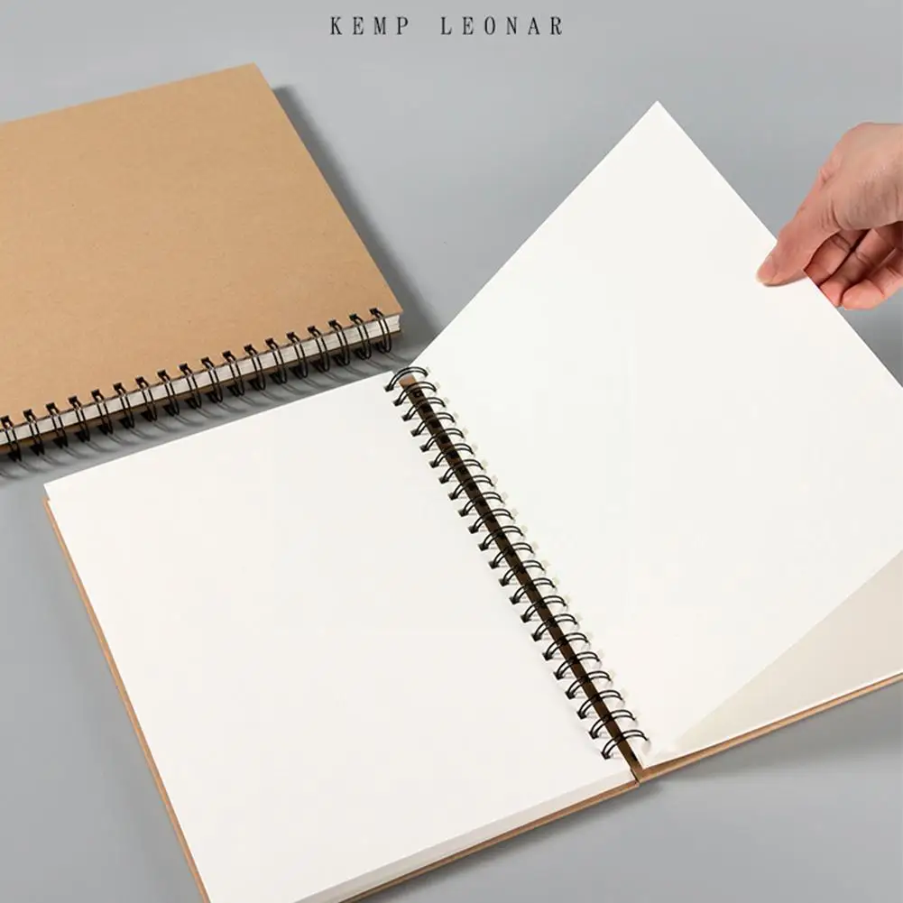 Retro Spiral Coil Sketchbook Kraft Paper Notebook Sketch Pad Diary Book