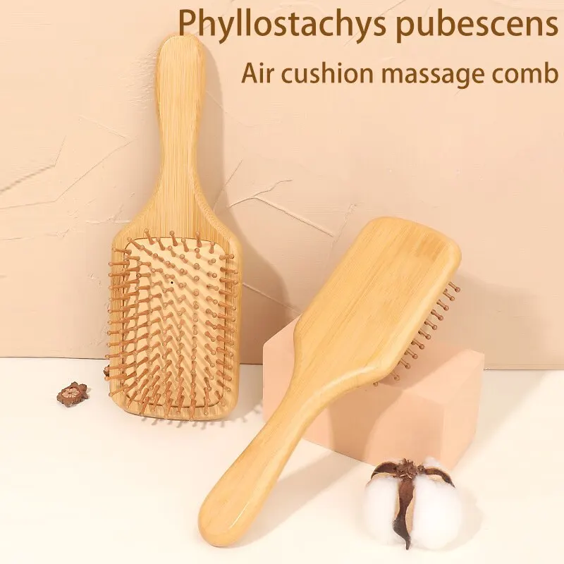Hair Comb Solid Wood Bamboo Air Cushion Comb Scalp Massage Shun Hair Air Bag Comb High Rebound Shun Hair Beauty Large Plate Home Use