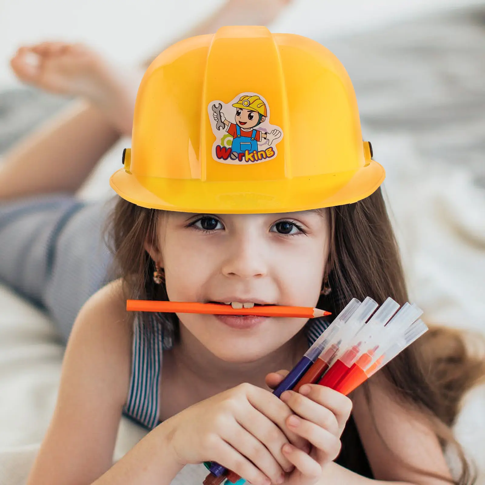 1세트 어린이 플라스틱 엔지니어 세트 사실적인 안전모 펜치 드라이버 렌치 역할놀이 건설 현장 공연