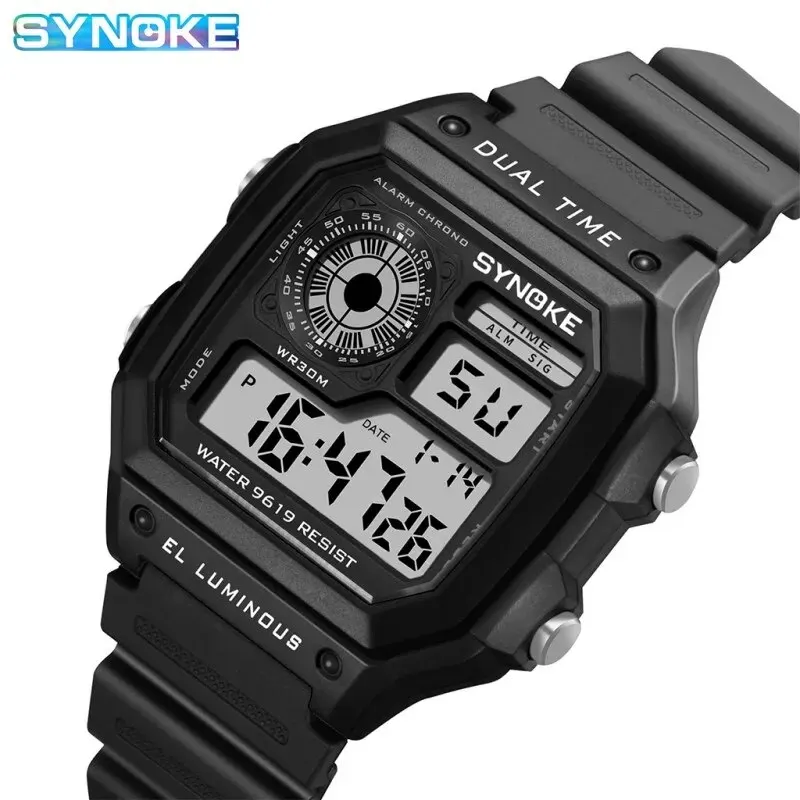 SYNOKE Men's Sports Multifunction Luminous Waterproof Digital Wristwatch