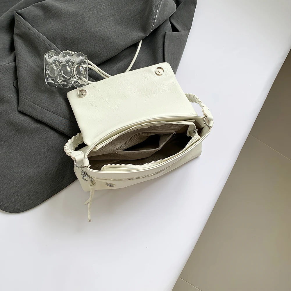 Women PU Leather Clutch Purse Magnetic Closure Hobo Bag