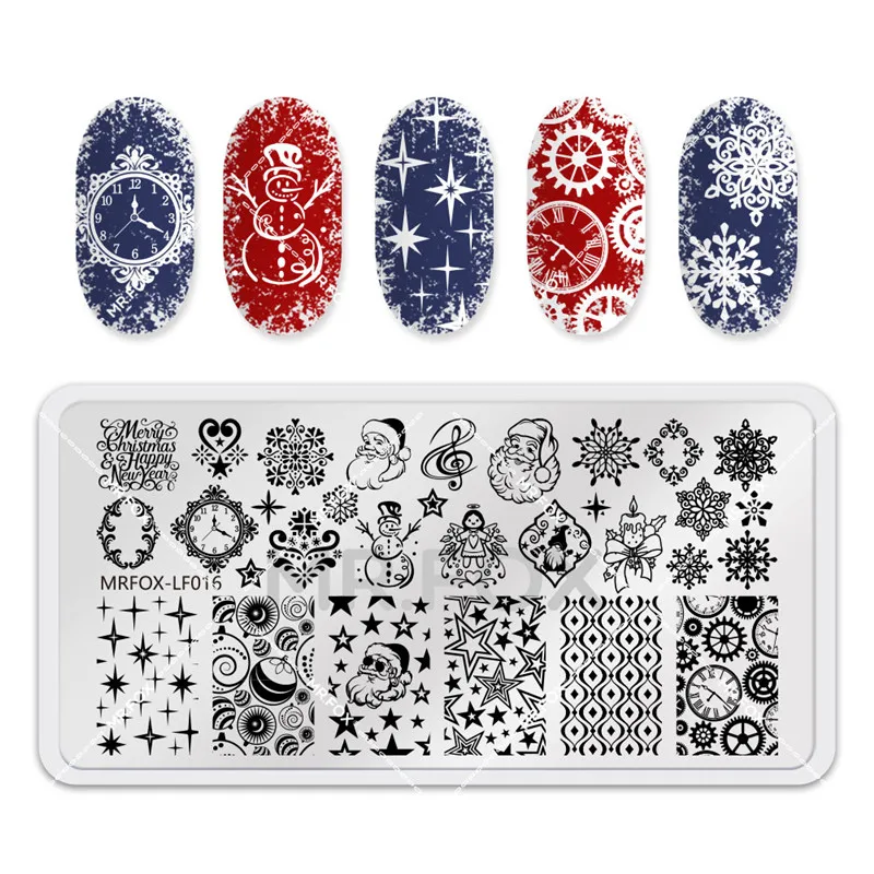 Christmas Nail Stamping Plates Santa Claus Stainless Steel Nail Stamp Image Stencils Nail Art Template Manicure Merry Christmas 5
