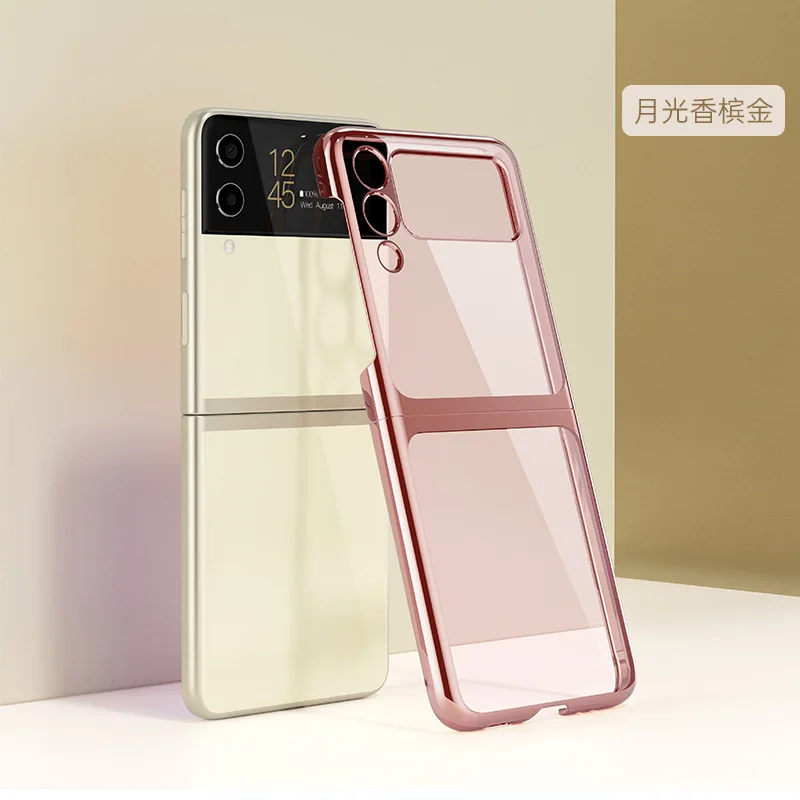 

For Samsung Galaxy Z Flip 4 Case Phone Case Electroplated Transparent All-Inclusive Protective Cover