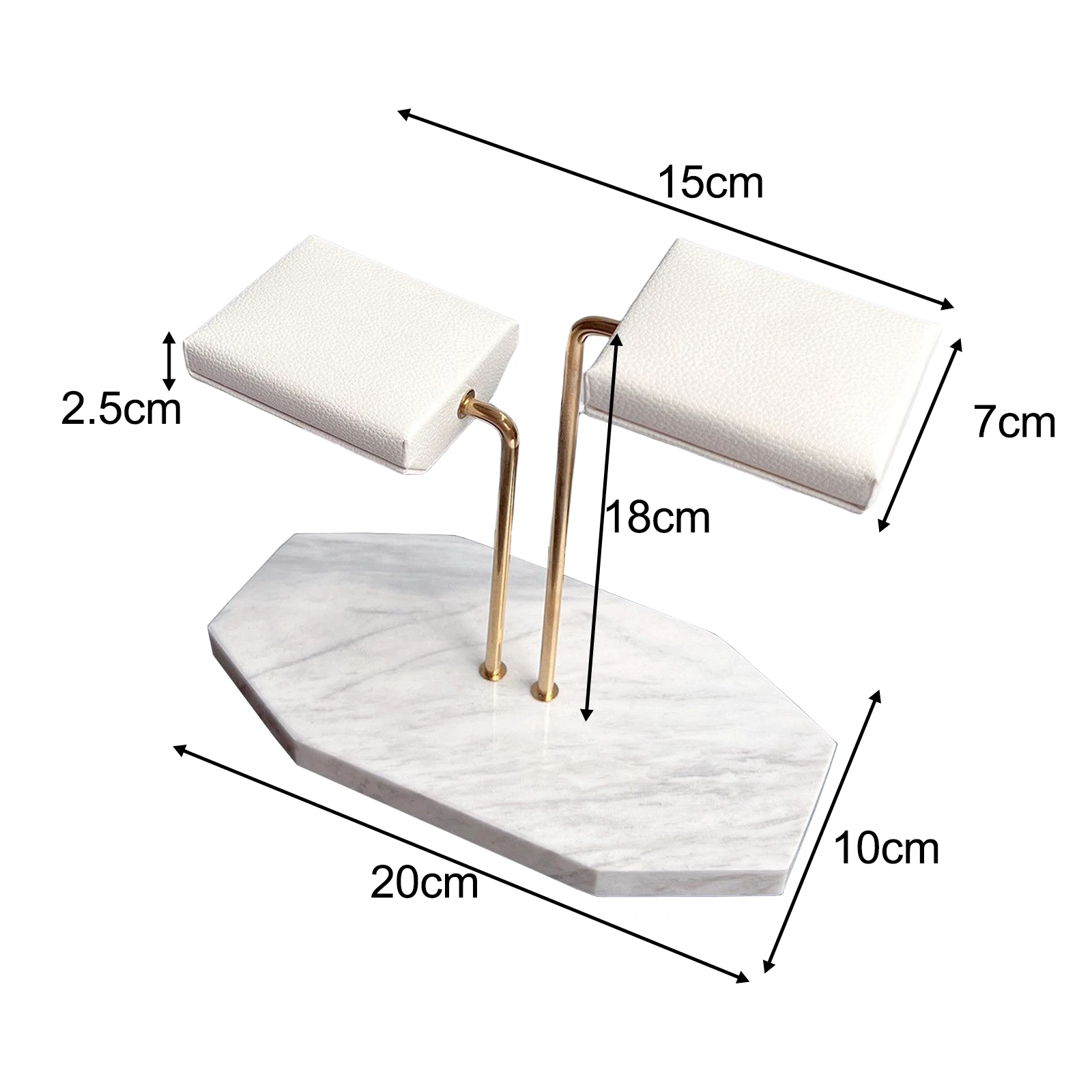 Marble Green Base Gold Support Watch Display Stand for Bracelet Double Watch Jewelry Organizer Watch Placement Jewelry Stand