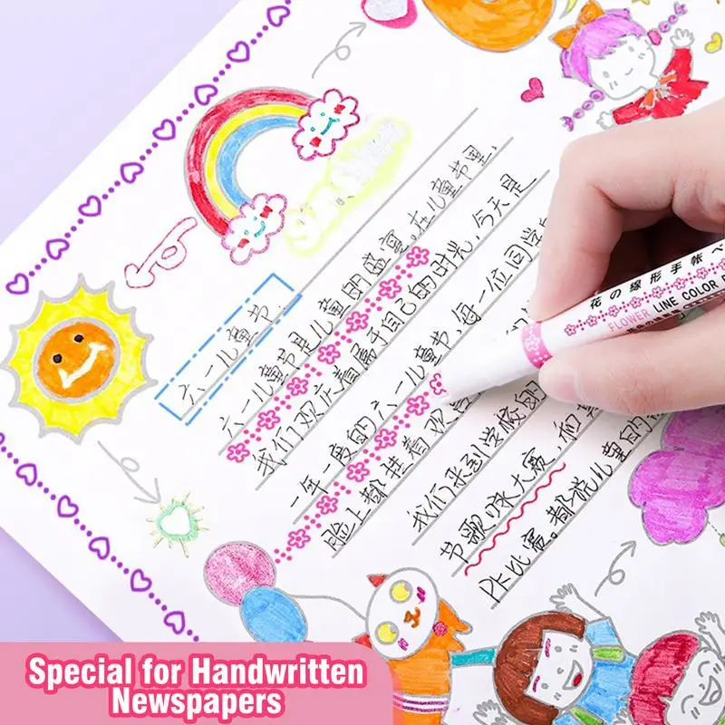 스크랩북용 곡선 펜, 컬러 펜 미세 포인트, 6 가지 곡선 모양, 다양한 노트북 마커
