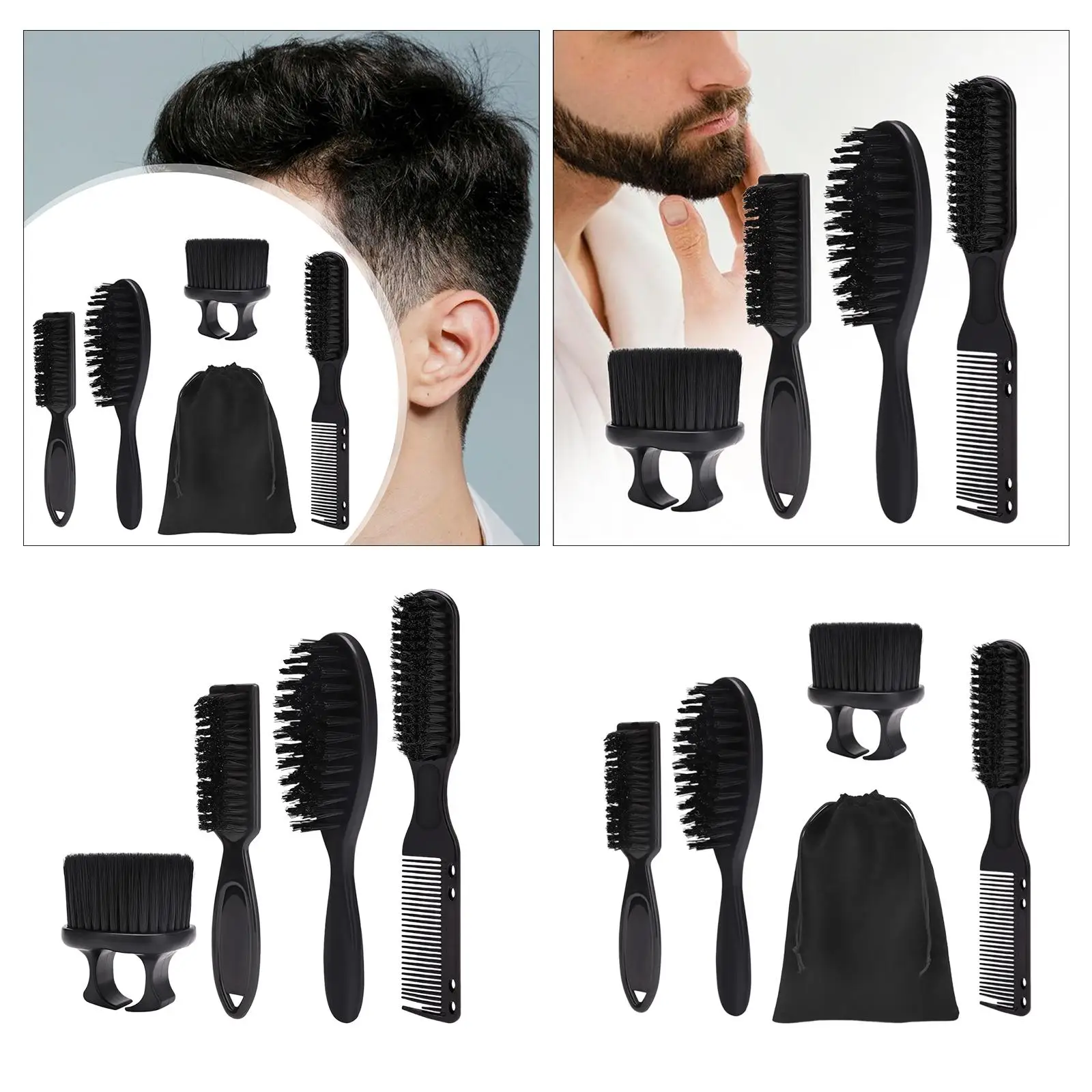 Barber Brush and Barber Comb Set Beard Brush for Father`s Day Gifts Men Dad