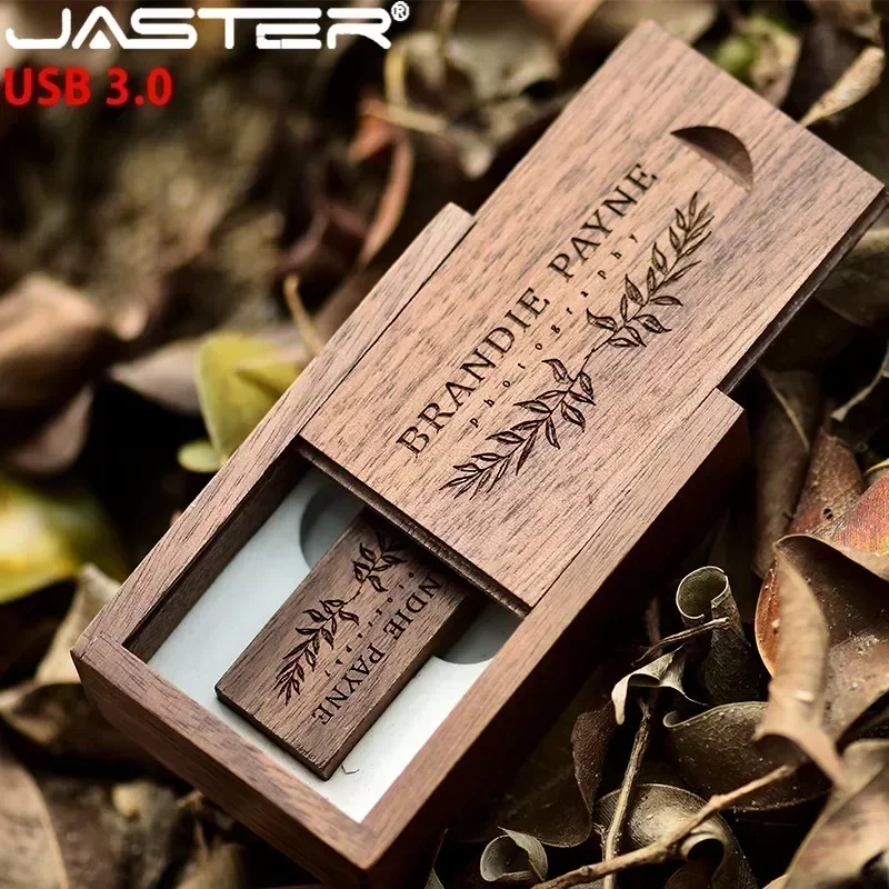 JASTER USB 3.0 Photography Free Custom Logo Wooden USB Gift Box usb flash drive flash drive 8GB 16GB 32GB 64GB Wedding Gifts