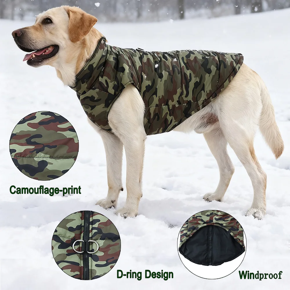 Autumn Winter Dog Jacket Coat Windproof Camouflage Pet Clothing_voghion.com