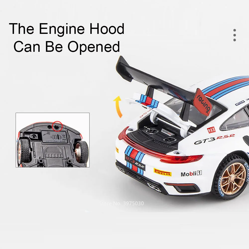 Die-Cast 1:32 Scale Porsche Supercar Toy with Light and Sound