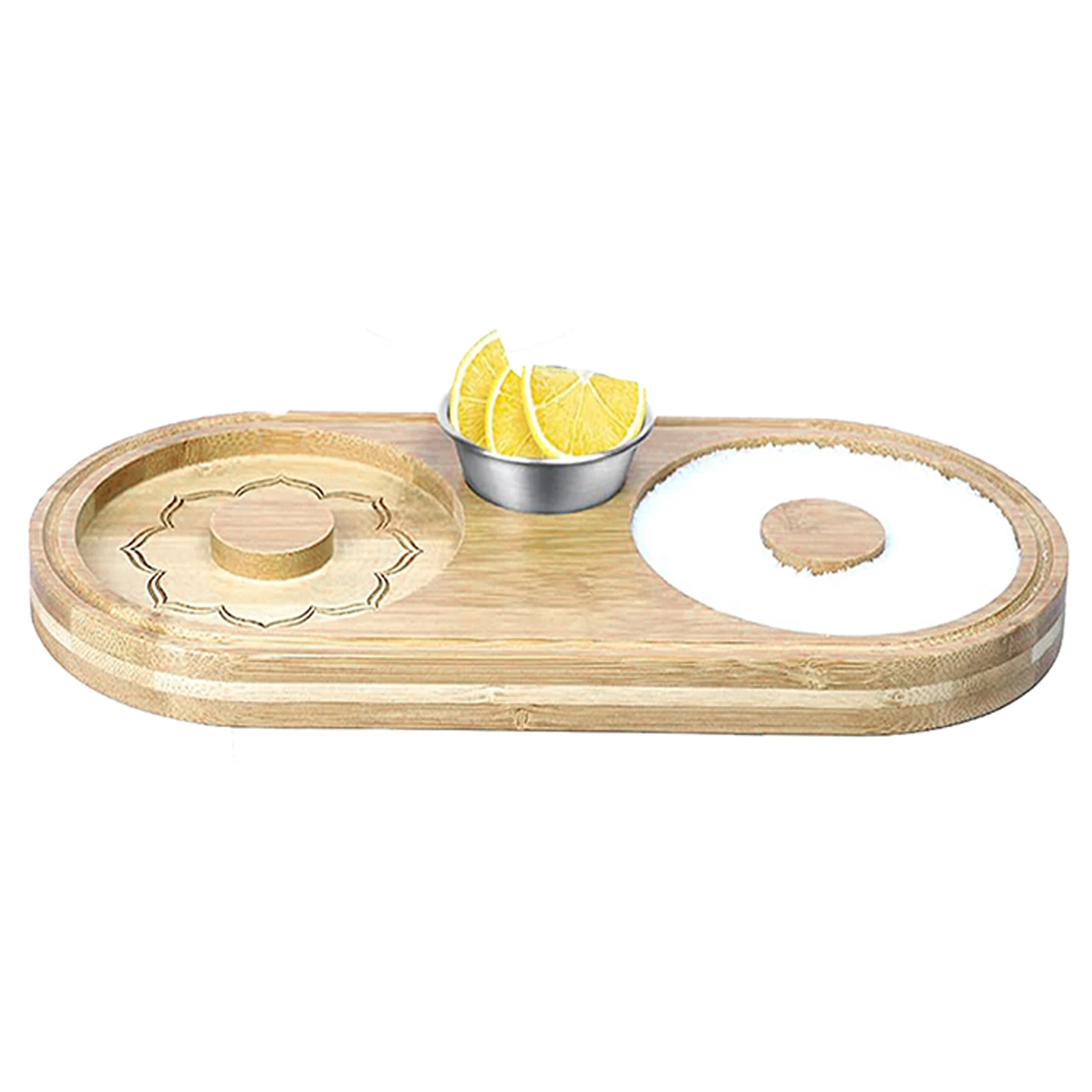 Reusable Salt Rimmer Margarita For Cocktails Multipurpose Wide Glasses Wood With Bowl Waterproof Dual Holder Sugar Container