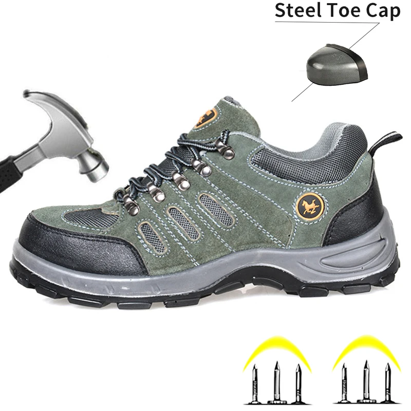

DianSen Summer Breathable Men Work Safety Shoes Air Cushion Work Protective Shoe Sneakers Anti-Puncture Male Steel Toe Boots