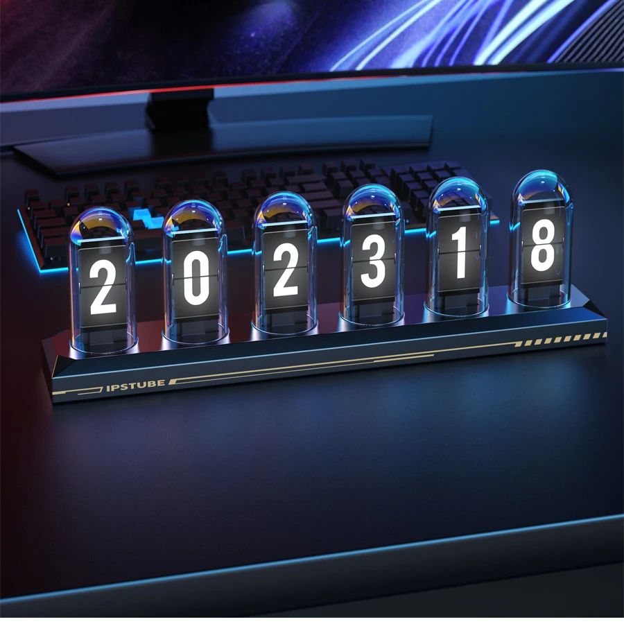 RGB 글로우 튜브 시계, LED 전자 야간 조명, 무소음 테이블 램프, 디지털 시계 장식, DIY 홈 데스크탑