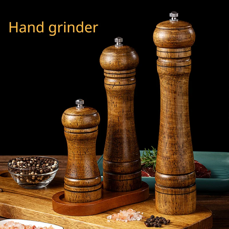 木製塩コショウグラインダーセット ? 8インチ アカシア材 海塩 コショウクラッシャーキット ? 粗さ調節可能 詰め替え可能 手動スパイスミル 木製トレイとク : WoodyBites  プレミアム8インチアカシア木製塩コショウグラインダーセット:ディープベース、詰め替え用ゴールドファンネル、アカシアスプーン、クリーニングブラシ -  粗さ調節可能 キッチン用詰め替えミル-2インチセット : ホーム＆キッチン